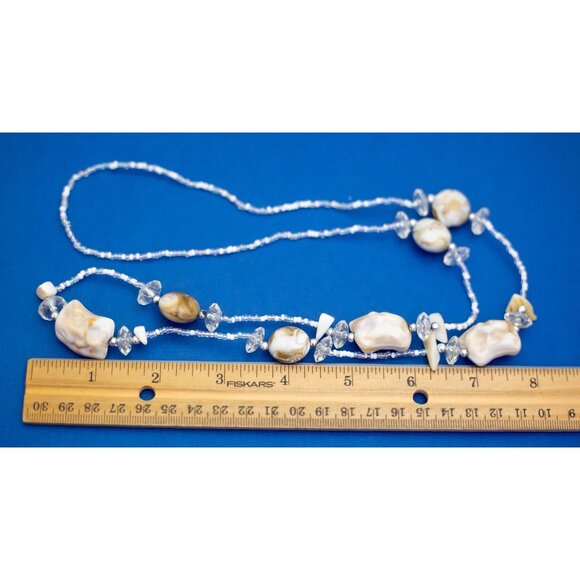 34", Beaded Beaded Bohemian Clear Beads Beach Necklace - D9 - Picture 3 of 3